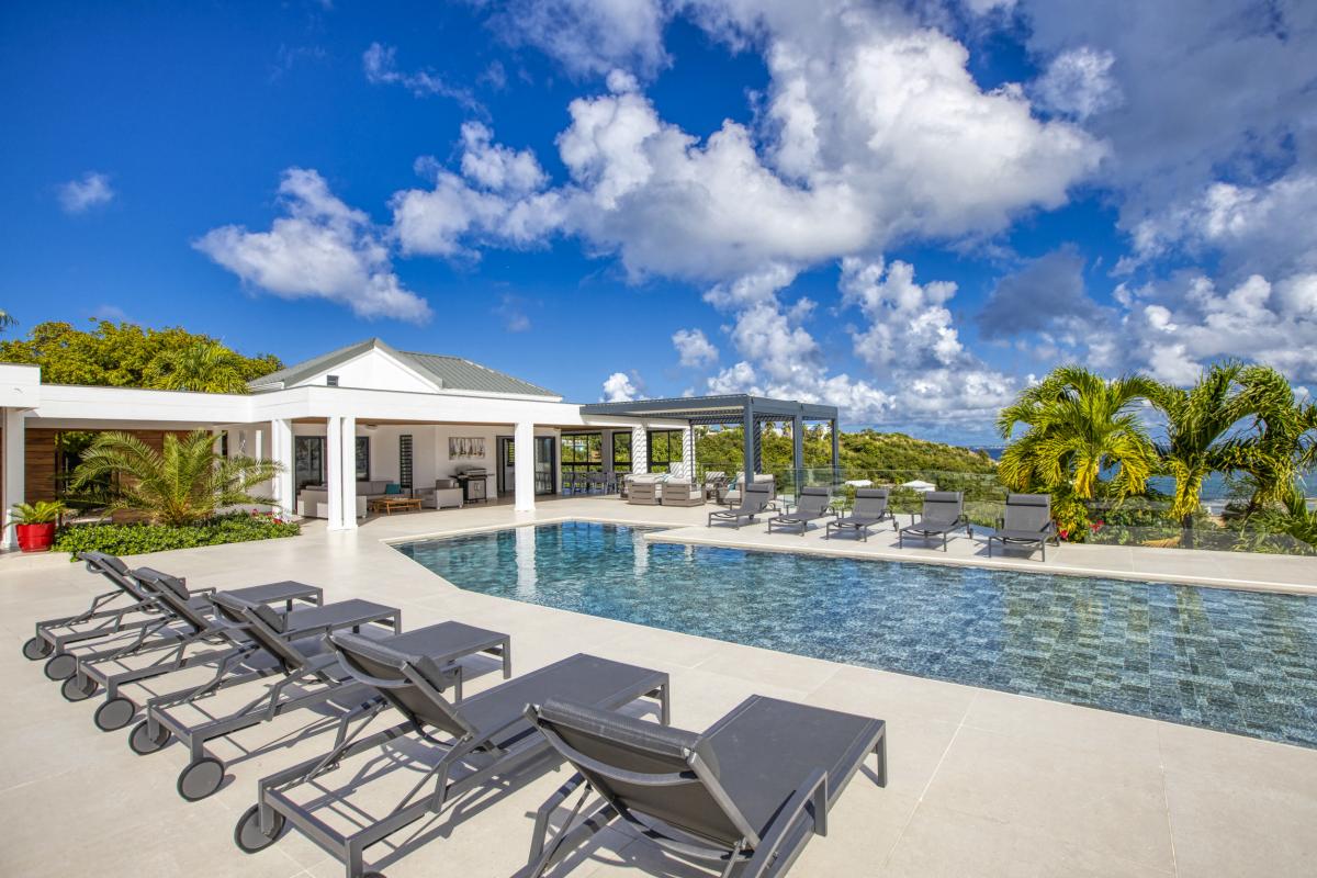 Location villa Saint Martin Terres Basses - villa 5 chambres 10 prsonnes - 300m de la plage de Baie aux Prunes - Vue mer et Piscine (6)